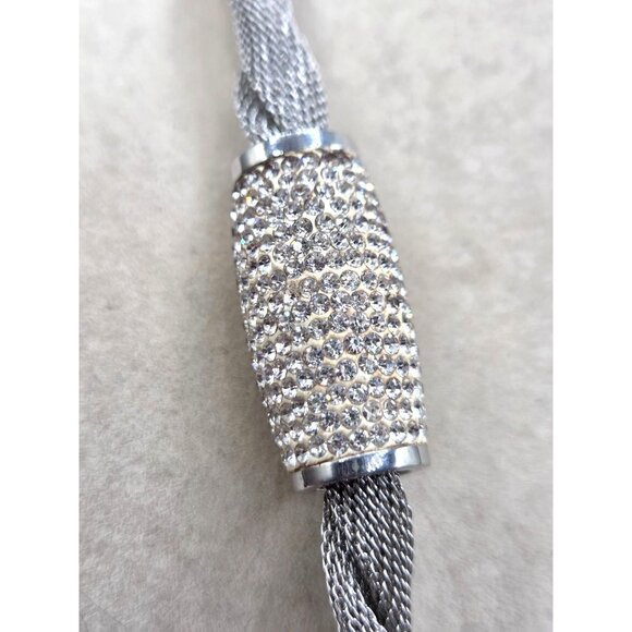Interwoven Rope Braided Mesh Necklace With Crystal Accented Clasp - Picture 4 of 4